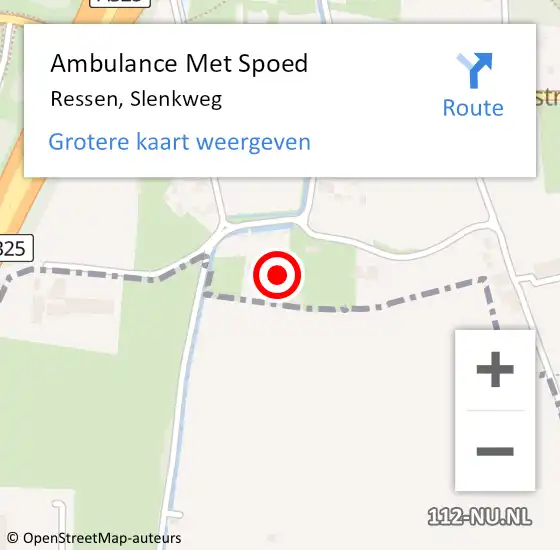 Locatie op kaart van de 112 melding: Ambulance Met Spoed Naar Ressen, Slenkweg op 14 februari 2014 08:39