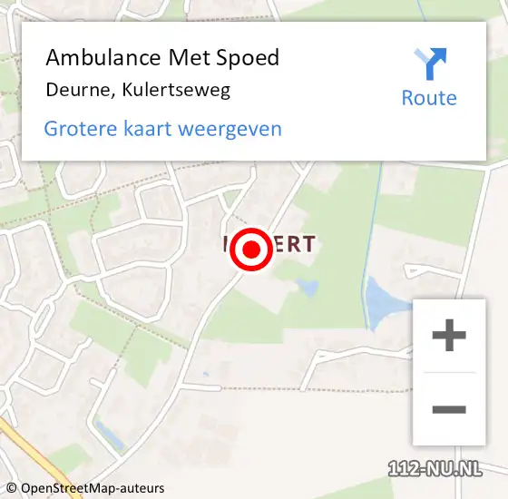 Locatie op kaart van de 112 melding: Ambulance Met Spoed Naar Deurne, Kulertseweg op 24 januari 2018 13:32