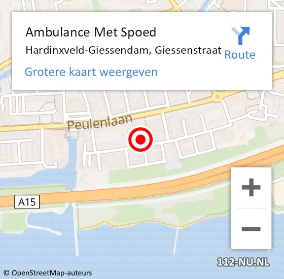 Locatie op kaart van de 112 melding: Ambulance Met Spoed Naar Hardinxveld-Giessendam, Giessenstraat op 14 februari 2014 08:44