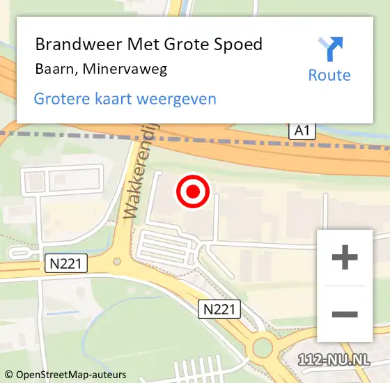 Locatie op kaart van de 112 melding: Brandweer Met Grote Spoed Naar Baarn, Minervaweg op 24 januari 2018 14:14