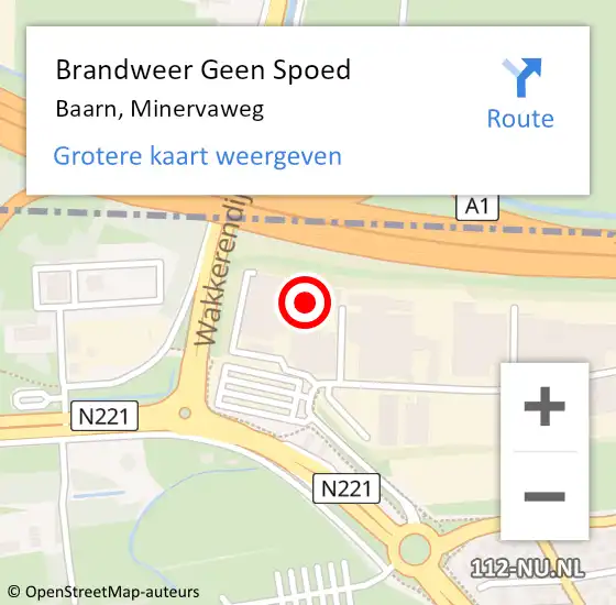 Locatie op kaart van de 112 melding: Brandweer Geen Spoed Naar Baarn, Minervaweg op 24 januari 2018 14:15