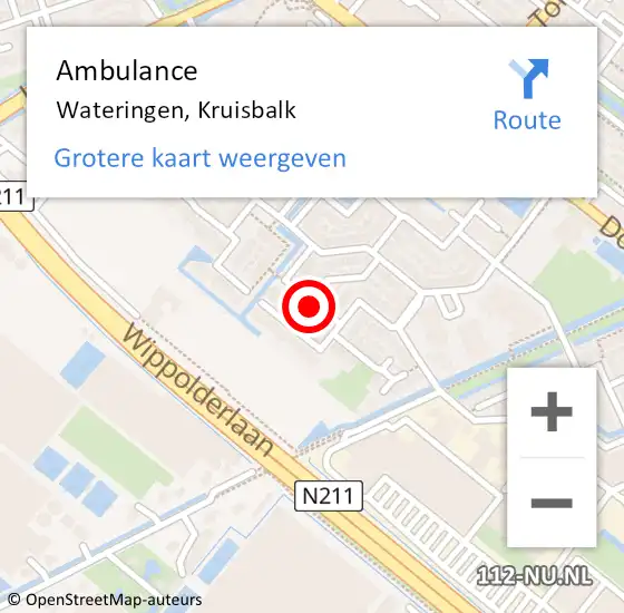 Locatie op kaart van de 112 melding: Ambulance Wateringen, Kruisbalk op 24 januari 2018 14:16