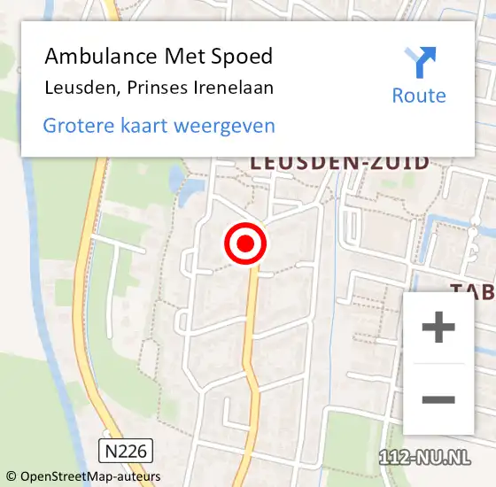 Locatie op kaart van de 112 melding: Ambulance Met Spoed Naar Leusden, Prinses Irenelaan op 24 januari 2018 15:22