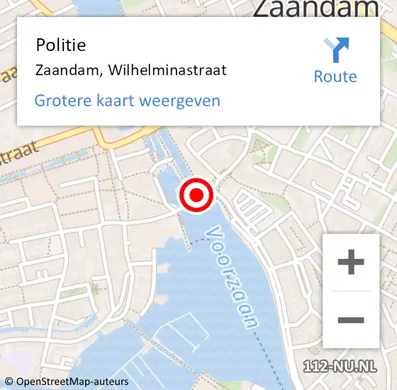 Locatie op kaart van de 112 melding: Politie Zaandam, Wilhelminastraat op 24 januari 2018 16:11