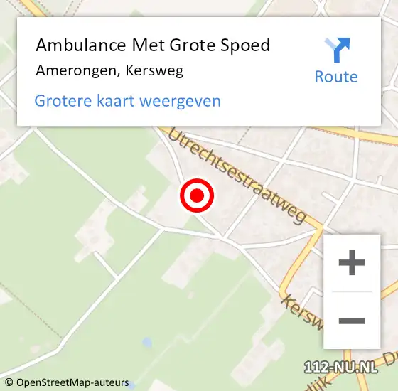 Locatie op kaart van de 112 melding: Ambulance Met Grote Spoed Naar Amerongen, Kersweg op 24 januari 2018 16:21