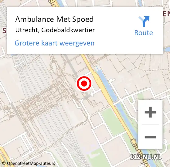 Locatie op kaart van de 112 melding: Ambulance Met Spoed Naar Utrecht, Godebaldkwartier op 24 januari 2018 16:22