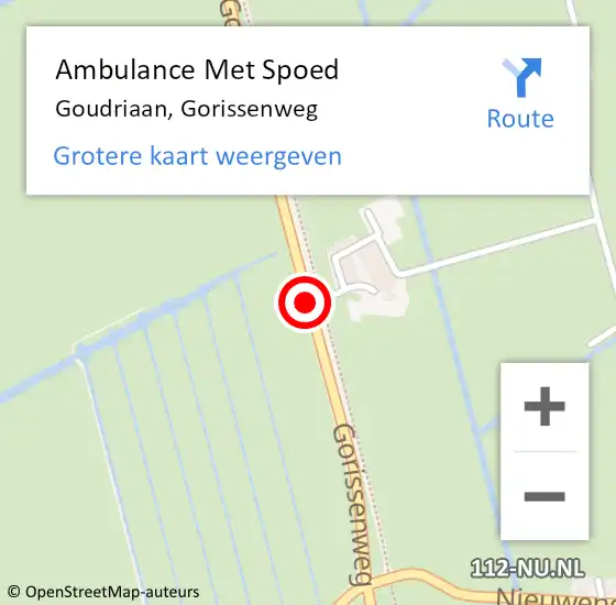 Locatie op kaart van de 112 melding: Ambulance Met Spoed Naar Goudriaan, Gorissenweg op 24 januari 2018 16:36