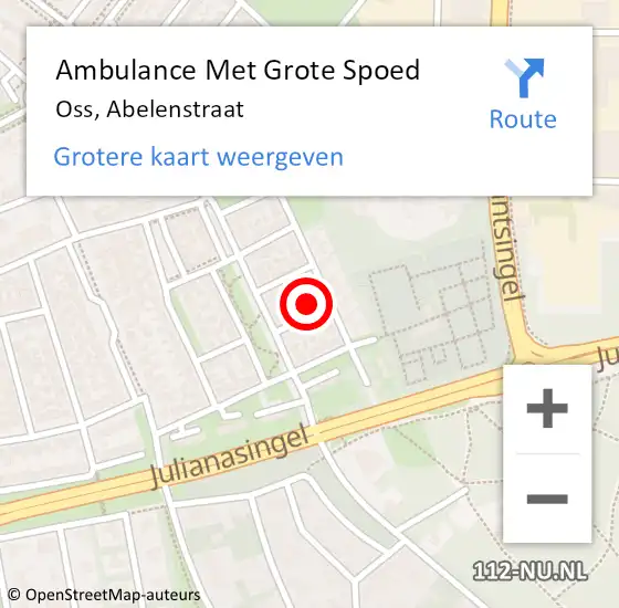 Locatie op kaart van de 112 melding: Ambulance Met Grote Spoed Naar Oss, Abelenstraat op 24 januari 2018 16:38