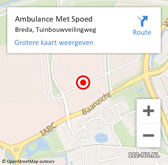 Locatie op kaart van de 112 melding: Ambulance Met Spoed Naar Breda, Tuinbouwveilingweg op 24 januari 2018 16:40