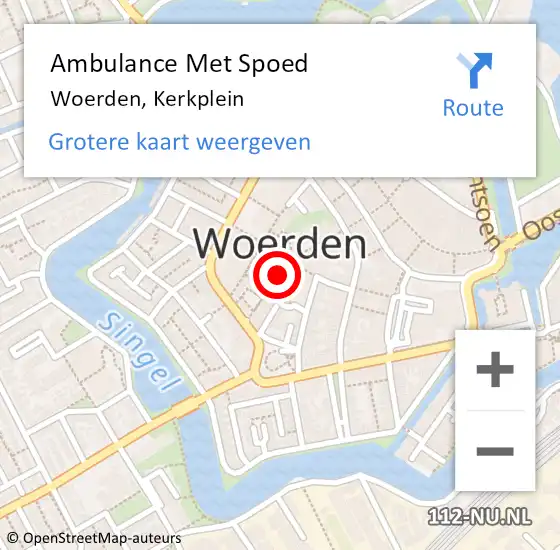 Locatie op kaart van de 112 melding: Ambulance Met Spoed Naar Woerden, Kerkplein op 24 januari 2018 17:30