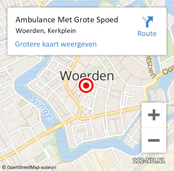 Locatie op kaart van de 112 melding: Ambulance Met Grote Spoed Naar Woerden, Kerkplein op 24 januari 2018 17:33