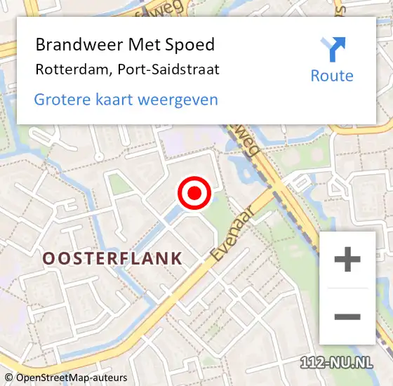 Locatie op kaart van de 112 melding: Brandweer Met Spoed Naar Rotterdam, Port-Saidstraat op 24 januari 2018 17:47