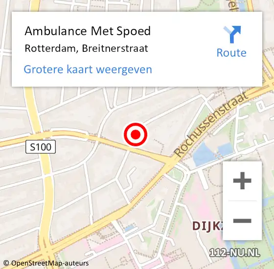 Locatie op kaart van de 112 melding: Ambulance Met Spoed Naar Rotterdam, Breitnerstraat op 24 januari 2018 17:51