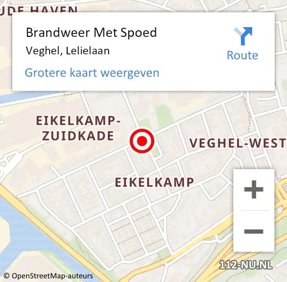 Locatie op kaart van de 112 melding: Brandweer Met Spoed Naar Veghel, Lelielaan op 24 januari 2018 18:03