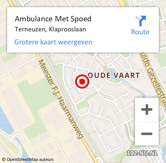 Locatie op kaart van de 112 melding: Ambulance Met Spoed Naar Terneuzen, Klaprooslaan op 24 januari 2018 18:29