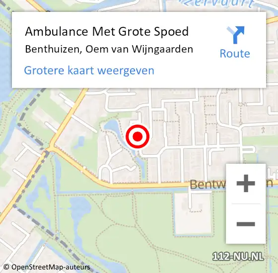 Locatie op kaart van de 112 melding: Ambulance Met Grote Spoed Naar Benthuizen, Oem van Wijngaarden op 24 januari 2018 18:30