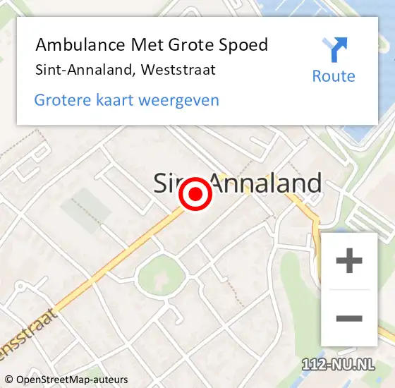 Locatie op kaart van de 112 melding: Ambulance Met Grote Spoed Naar Sint-Annaland, Weststraat op 24 januari 2018 19:35