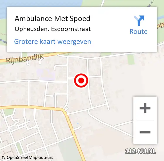 Locatie op kaart van de 112 melding: Ambulance Met Spoed Naar Opheusden, Esdoornstraat op 24 januari 2018 19:39