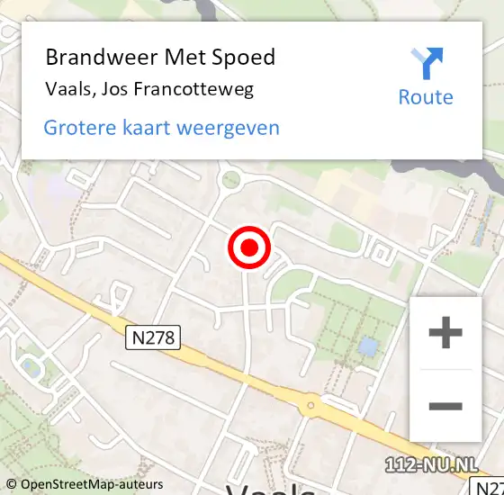 Locatie op kaart van de 112 melding: Brandweer Met Spoed Naar Vaals, Jos Francotteweg op 24 januari 2018 19:56