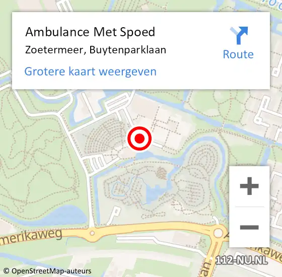 Locatie op kaart van de 112 melding: Ambulance Met Spoed Naar Zoetermeer, Buytenparklaan op 24 januari 2018 20:03