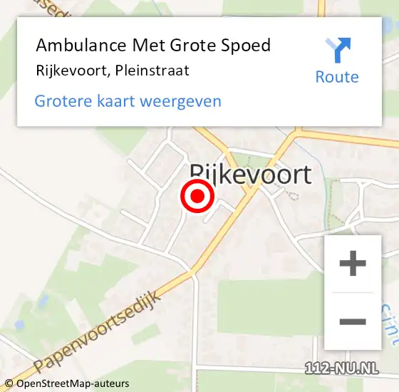 Locatie op kaart van de 112 melding: Ambulance Met Grote Spoed Naar Rijkevoort, Pleinstraat op 24 januari 2018 20:19