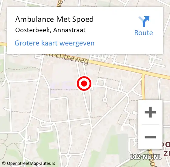 Locatie op kaart van de 112 melding: Ambulance Met Spoed Naar Oosterbeek, Annastraat op 24 januari 2018 21:35