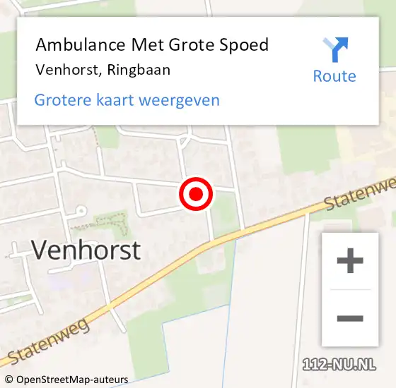 Locatie op kaart van de 112 melding: Ambulance Met Grote Spoed Naar Venhorst, Ringbaan op 24 januari 2018 21:38