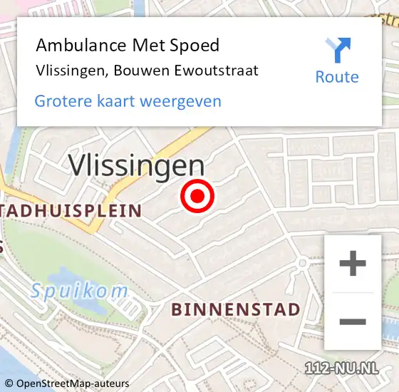 Locatie op kaart van de 112 melding: Ambulance Met Spoed Naar Vlissingen, Bouwen Ewoutstraat op 24 januari 2018 21:58