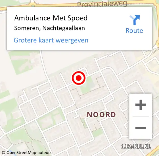 Locatie op kaart van de 112 melding: Ambulance Met Spoed Naar Someren, Nachtegaallaan op 24 januari 2018 22:40