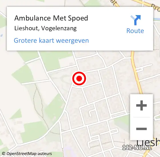 Locatie op kaart van de 112 melding: Ambulance Met Spoed Naar Lieshout, Vogelenzang op 24 januari 2018 23:54