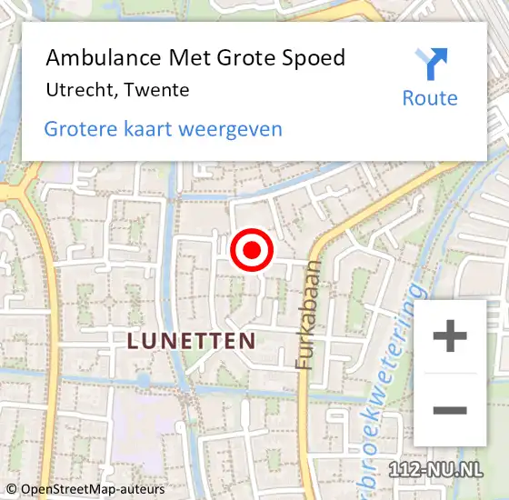 Locatie op kaart van de 112 melding: Ambulance Met Grote Spoed Naar Utrecht, Twente op 25 januari 2018 00:32