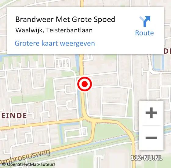 Locatie op kaart van de 112 melding: Brandweer Met Grote Spoed Naar Waalwijk, Teisterbantlaan op 25 januari 2018 00:37