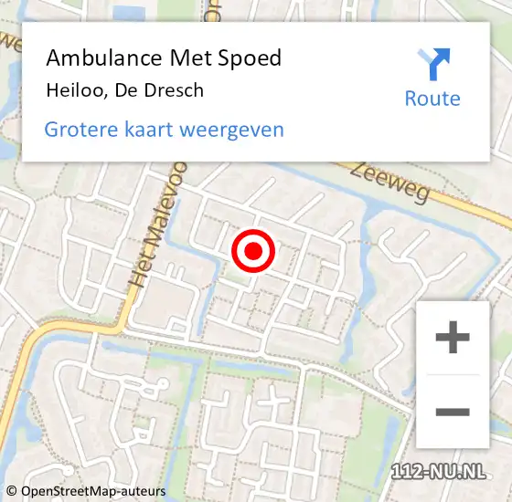 Locatie op kaart van de 112 melding: Ambulance Met Spoed Naar Heiloo, De Dresch op 25 januari 2018 01:26