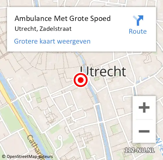 Locatie op kaart van de 112 melding: Ambulance Met Grote Spoed Naar Utrecht, Zadelstraat op 25 januari 2018 03:19