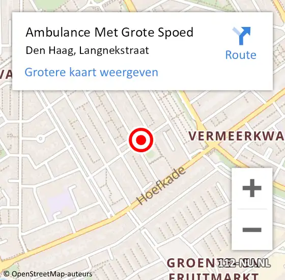Locatie op kaart van de 112 melding: Ambulance Met Grote Spoed Naar Den Haag, Langnekstraat op 25 januari 2018 03:27