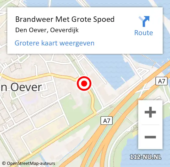 Locatie op kaart van de 112 melding: Brandweer Met Grote Spoed Naar Den Oever, Oeverdijk op 25 januari 2018 05:42