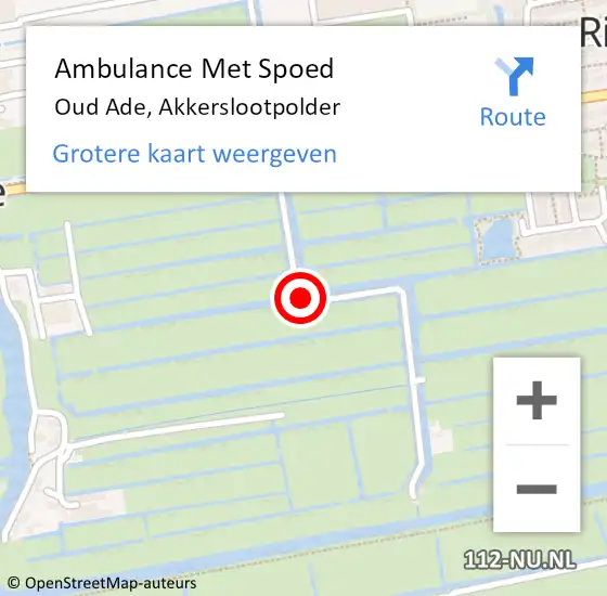 Locatie op kaart van de 112 melding: Ambulance Met Spoed Naar Oud Ade, Akkerslootpolder op 25 januari 2018 06:35