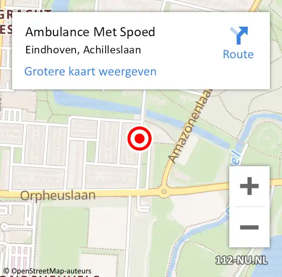 Locatie op kaart van de 112 melding: Ambulance Met Spoed Naar Eindhoven, Achilleslaan op 25 januari 2018 08:45