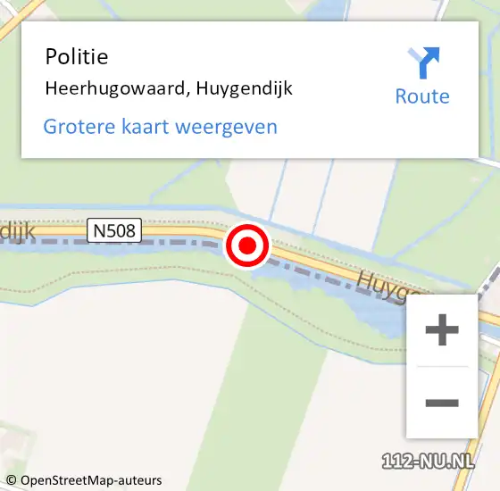Locatie op kaart van de 112 melding: Politie Heerhugowaard, Huygendijk op 25 januari 2018 09:10