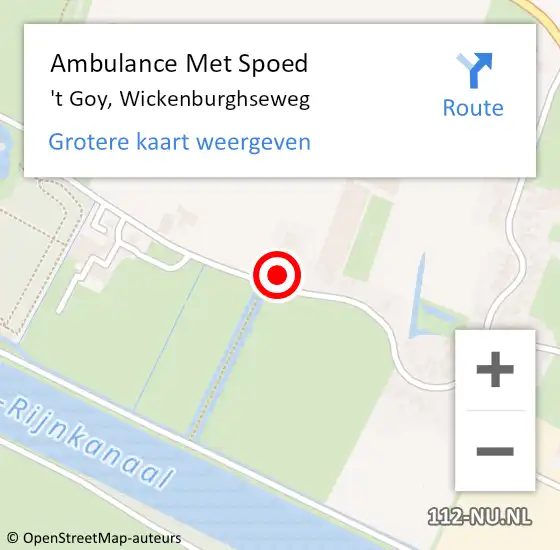 Locatie op kaart van de 112 melding: Ambulance Met Spoed Naar 't Goy, Wickenburghseweg op 25 januari 2018 09:25