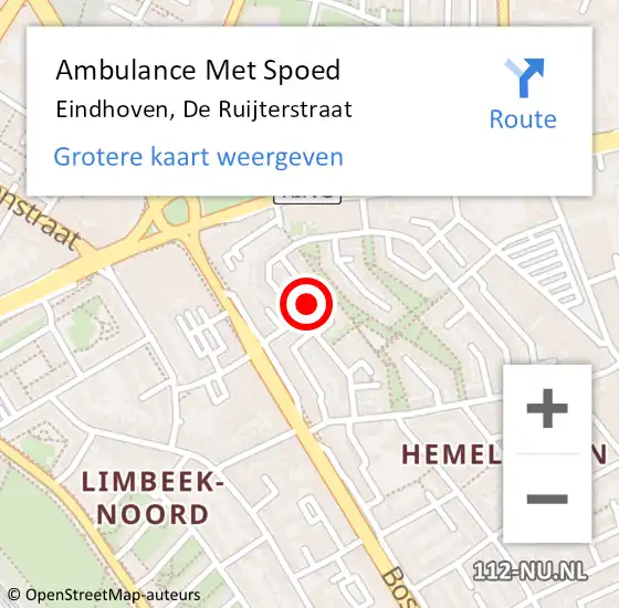 Locatie op kaart van de 112 melding: Ambulance Met Spoed Naar Eindhoven, De Ruijterstraat op 25 januari 2018 09:43