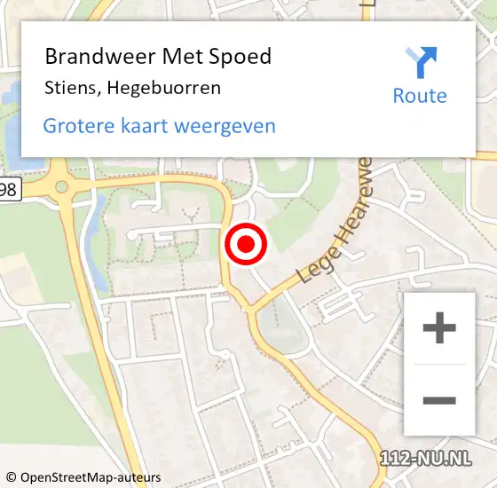 Locatie op kaart van de 112 melding: Brandweer Met Spoed Naar Stiens, Hegebuorren op 25 januari 2018 11:31