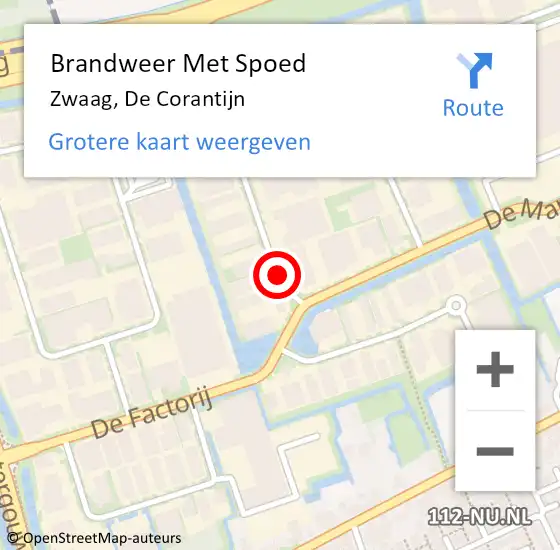 Locatie op kaart van de 112 melding: Brandweer Met Spoed Naar Zwaag, De Corantijn op 25 januari 2018 11:35