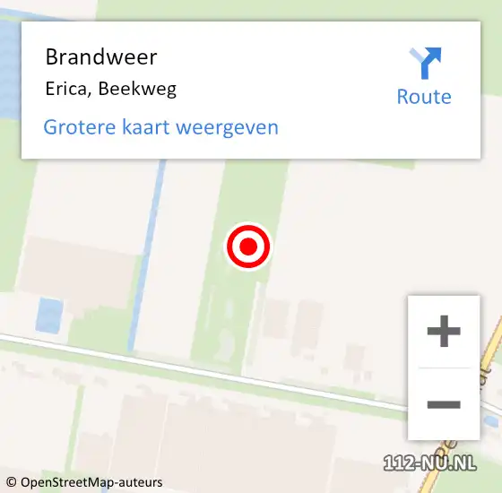 Locatie op kaart van de 112 melding: Brandweer Erica, Beekweg op 25 januari 2018 11:37