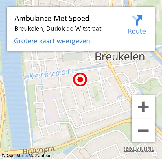 Locatie op kaart van de 112 melding: Ambulance Met Spoed Naar Breukelen, Dudok de Witstraat op 25 januari 2018 11:55