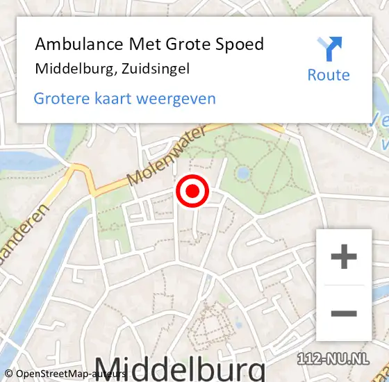 Locatie op kaart van de 112 melding: Ambulance Met Grote Spoed Naar Middelburg, Zuidsingel op 25 januari 2018 12:30