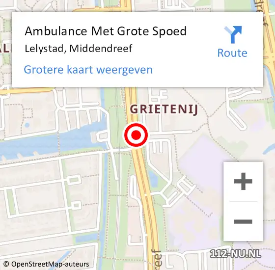 Locatie op kaart van de 112 melding: Ambulance Met Grote Spoed Naar Lelystad, Middendreef op 25 januari 2018 13:02