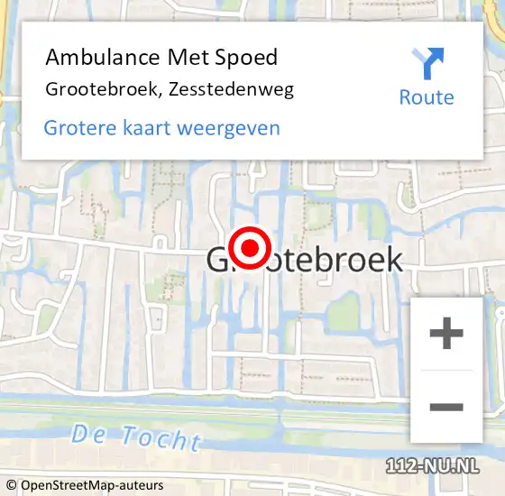 Locatie op kaart van de 112 melding: Ambulance Met Spoed Naar Grootebroek, Zesstedenweg op 25 januari 2018 13:03