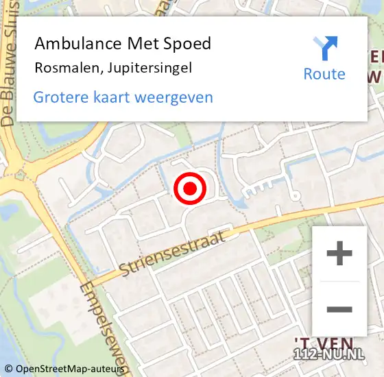 Locatie op kaart van de 112 melding: Ambulance Met Spoed Naar Rosmalen, Jupitersingel op 25 januari 2018 14:38