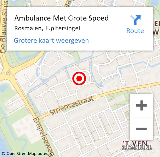Locatie op kaart van de 112 melding: Ambulance Met Grote Spoed Naar Rosmalen, Jupitersingel op 25 januari 2018 14:48